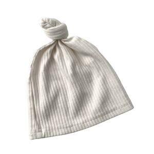 Buck & Baa Organic Cotton Ribbed Knotted Baby Hat - White - Newborn